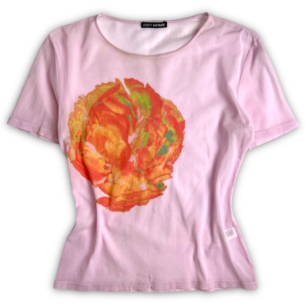 Issey Miyake S/S 2002 Floral Print Mesh Top